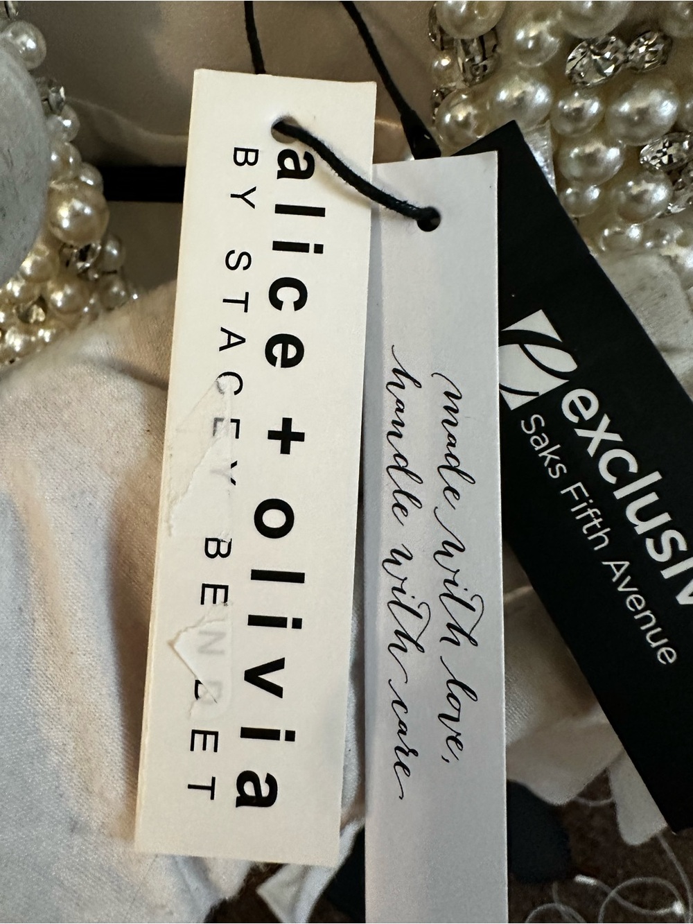 Alice + Olivia Ivory Pearl & Crystal Embellished Blazer Jacket - Picture 7 of 16